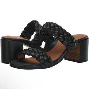 Gentle Souls Charlene Leather Braided Sandal Heel 8.5 Black